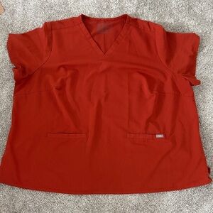 Figs Burnt Orange V-Neck Scrub Top